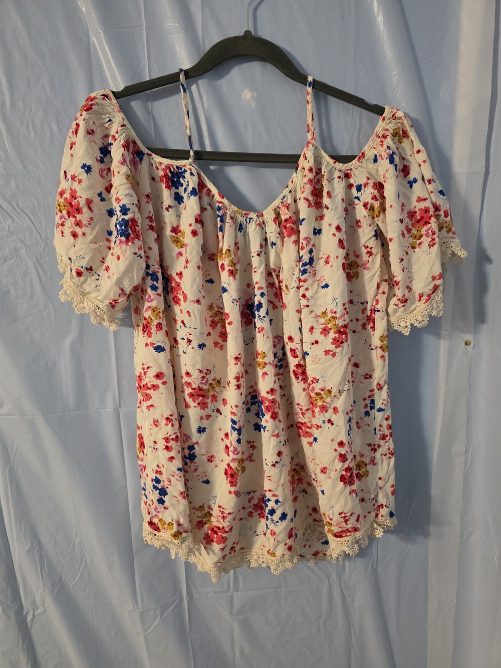 Umgee White Floral Off-Shoulder Top, Cold Shoulder Floral Print
